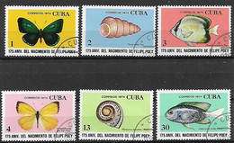CUBA 1974 ANNIVERSARIO DELLA NASCITA  DEL NATURALISTA FELIPE POEY YVERT. 1768-1773 USATA VF - Autres & Non Classés