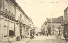 .CPA   FRANCE 45 "Courtenay, Rue De Villeneuve Et Hôtel De Ville" - Courtenay