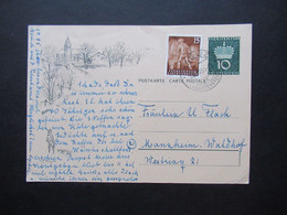 Liechtenstein 1953 / 54 GA P 37 Bild 04 Mit Zusatzfrankatur Freimarken Landarbeit 291 Stempel Vaduz Nach Mannheim Gesend - Stamped Stationery