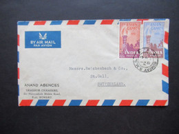 Indien 1951 1st Asian Games 1951 Air Mail / Luftpost Nach St. Gallen Umschlag Anand Agencies Sambava Chambers Bombay - Lettres & Documents