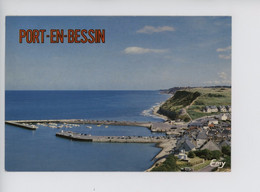 Port En Bessin : Vue Générale Aérienne Sur L"entrée Du Port Et Les Falaises - Port-en-Bessin-Huppain