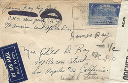 Newfoundland 1944 St. Johns Blackened Out Censored P.C.90 OBE DC/31 Cover Merchant Ship American West Africa Lines - 1908-1947