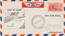 USA 1959 Selt. Kab.-Erstflug A.M. 8 -First Jet Air Mail Service Atlanta - UNO NY - 2c. 1941-1960 Covers