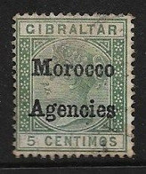 MOROCCO AGENCIES - GIBRALTAR OVERPRINTS 1898 5c SG 1 FINE USED Cat £7 - Morocco Agencies / Tangier (...-1958)