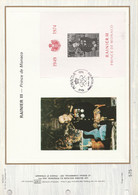 MONACO DOCUMENT FDC 1974 BF RAINIER III - Covers & Documents