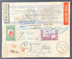 Algérie Lettre Griffe Ailée Bleue "1er Voyage Inauguration Alger Paris En Douze Heures" N°99 Obl Centenaire 15/04/1930 - Luftpost