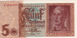 GERMANY 5 Reichs Mark (1939) 1942 AU P-186a "free Shipping Via Registered Air Mail) - 5 Reichsmark