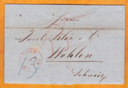 1865 - Lettre Pliée Avec Correspondance D'Amsterdam, Pays Bas Vers Wohlen, Suisse - Jacob Isler, Paille - Marcofilia