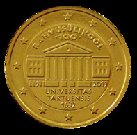 ESTONIE  2019 - UNIVERSITE DE TARTU  -  2 EUROS COMMEMORATIVE PLAQUE OR - Estonie