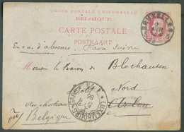 E.P. Carte 10 Centimes Obl. Sc BRUXELLES 3 Du 2 Avril 1886 Vers Arlon (biffé) Et Renvoyé Vers Birtrange (GD De Luxembour - Postkarten 1871-1909