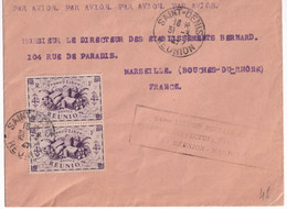 REUNION - 1947 - EMISSION DE LONDRES FRANCE LIBRE / ENV. (100 ANS LIAISON AERIENNE MADAGASCAR) De ST DENIS => MARSEILLE - Storia Postale