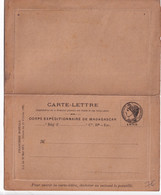 MADAGASCAR - 1895 -  CARTE-LETTRE PSEUDO ENTIER FM Du CORPS EXPEDITIONNAIRE NEUVE - Covers & Documents