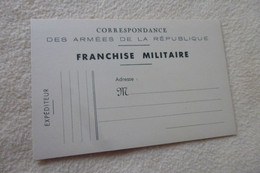 BELLE CARTE DE FRANCHISE MILITAIRE VIERGE - Cartes De Franchise Militaire