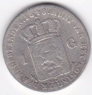 Pays-Bas, 1 Gulden 1848, WILLEM II, En Argent, KM# 66 - 1840-1849 : Willem II