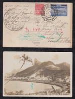 Brazil Brasil 1930 Zeppelin Mi# 7 Postcard 5$000 Overprint RIO To JERSEY CITY USA - Airmail (Private Companies)