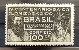 C 42 Brazil Stamp Sao Vicente Foundation Map Portugal Ramalho E Tibirica Indian 1932 2 - Other & Unclassified