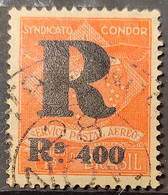 K8 Brazil Stamp Syndicato Condor Registration Fee Black Overcharge 1928 Circulated - Autres & Non Classés