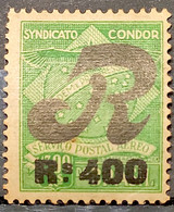 K10 Brazil Stamp Syndicato Condor Registration Fee Black Overcharge 1928 - Other & Unclassified
