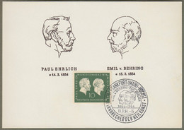 Bund: Sonderkarte, Gedenkkarte Mi.-Nr. 197 ESST: " Geburtstag Paul Ehrlich Und Emil Von Behring " !      X - Brieven En Documenten