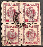 A 70 Brazil Stamp Air National Eucharistic CongressPorto Alegre Religion 1948 2 Block Of 4 Circulated - Sonstige & Ohne Zuordnung