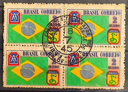 C 209 Brazil Stamp Brazilian Expeditionary Force FEB Militar Snake Flag 1945 Block Of 4 CPD 1 - Sonstige & Ohne Zuordnung