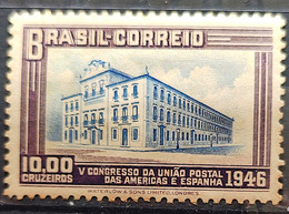 C 221 Brazil Stamp Congress UPAEP Postal Union Of The Americas And Spain Postal Building 1946 4 - Other & Unclassified