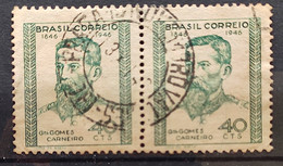 C 225 Brazil Stamp General Gomes Carneiro Militar 1946 3 Circulated Dupla - Other & Unclassified