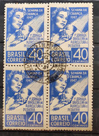 C 234 Brazil Stamp Children's Week Pediatrics Healthy 1947 4 Block Of 4 CPD - Otros & Sin Clasificación