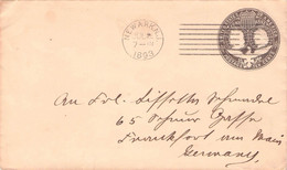 USA - ENVELOPE 10c 1893 NEWARK > FRANKFURT/DE Sc #U31/QE135 - ...-1900