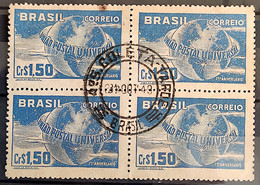 C 248 Brazil Stamp Universal Postal Union UPU Map Postal Service1949 Block Of 4 CPD 23 - Andere & Zonder Classificatie