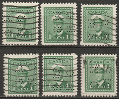 Canada 1942 Sc O249  Used OHMS Perfin Selection - Perforadas