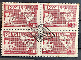 C 254 Brazil Stamp General Census Of Brazil Geography Map 1950 Block Of 4 CPD RJ 25 - Autres & Non Classés