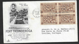 1955 - FDC Covilhã, Portugal To  Lake Forest, Illinois, U.S.A. - 200th Anniversary : Fort Ticonderoga - 1951-1960