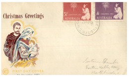 (NN 16) Australia FDC Cover - 1957 Christmas (2 Covers) - Cartas & Documentos