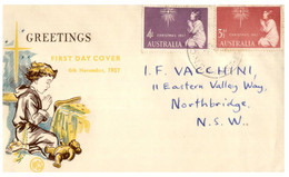 (NN 16) Australia FDC Cover - 1957 Christmas (2 Covers) - Cartas & Documentos