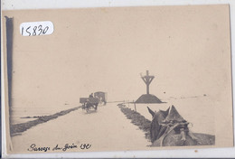 ILE DE NOIRMOUTIER- CARTE-PHOTO- PASSAGE DU GOA- GOIS- GOIX- 1921- TROIS  ATTELAGES DONT UNE ROULOTTE - Ile De Noirmoutier