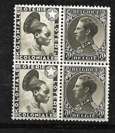 Belgique Bloc De 4 N° 401 + Vignette Loterie Coloniale Neufs * * Et * B/TB  Voir Scans  - Unused Stamps