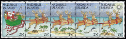 MARSHALL ISLANDS    SCOTT NO 199A     MNH   YEAR  1988   STRIP FOLDED - Marshall Islands