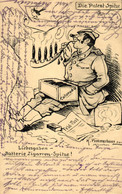 1. WK, Soldat Mit Pfeife U. Zigarren, Scherz-AK, Sign. Pommerhanz - Humor