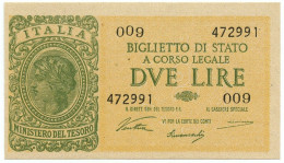 2 LIRE BIGLIETTO DI STATO LUOGOTENENZA UMBERTO VENTURA 23/11/1944 FDS-/FDS - Andere