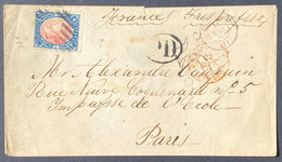 Espagne Lettre 1865 N°74 12c Bleu Et Rose + Dateur Madrid + Entrée Esp St Jean De Luz/Amb.A + PD + Taxe 5c  Paris TTB - Briefe U. Dokumente