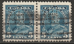 Canada 1935 Sc 221  Pair Used "IHC" (Intl Harvesters London) Perfin - Perfin