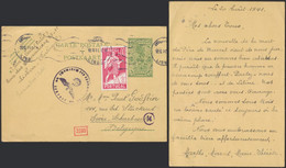 EP Au Type 60ctm Vert Palmier (Grand Format, N°71) Utilisé Au Portugal + Affranch. Complé (Lisboa, 1941) > Evère (Belgiq - Ganzsachen