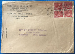 France N°412 (x4) Perforés H.M (HACHETTE) Sur Enveloppe 21.6.1939 - (L148) - 1921-1960: Modern Period