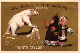 4 Cards Savon Imperial Jas. S. Kirk & C° Soap Makers Chicago Elephant Polar Bear Ourse Polaire MOTTLED GERMAN Savon Zeep - Beauty Products