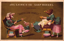 4 Card Savon Imperial Jas.S. Kirk & C° Soap Makers Chicago American Family Dressed Animals Antropomorph Grocers Boston - Other & Unclassified