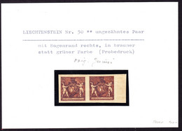 1921 Probedruck Wappenmuster 10 Rp. Ungezähntes Paar, Braun Statt Grün. - Errors & Oddities