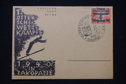 POLOGNE / ALLEMAGNE - Oblitération Temporaire De Zacopane En 1940 Sur Carte Postale De Sports D'Hiver  - L 95375 - General Government