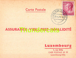 ASSURANCE VIEILLESSE INVALIDITE LUXEMBOURG 1973 ESCH SUR ALZETTE  WOLFF ENTENICH - Covers & Documents