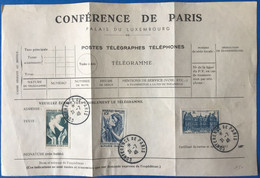 France N°760, 761 Et 762 Sur Télégramme De La CONFERENCE DE PARIS 31.7.1946 - (L154) - 1921-1960: Moderne